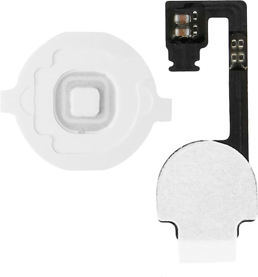 White Home Button + Flex Cable Replacement Part Apple Iphone 4
