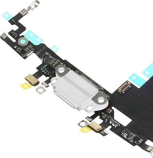 Релайф Lightning заряден конектор за iPhone SE 2022 с микрофон, бял