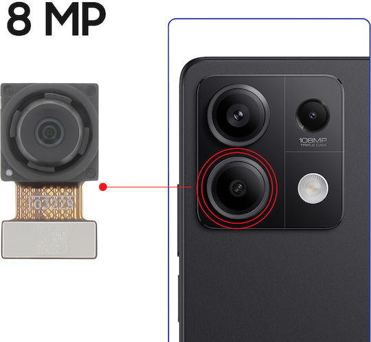 Clappio Kameramodul Redmi Note 13 Ultra-Weitwinkel 8MP Sensor Schwarz