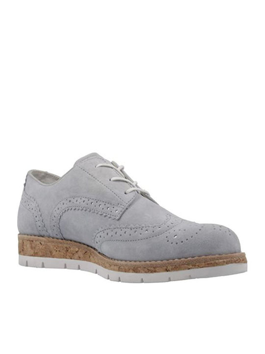 Leder Damen Oxfords in Gray Farbe