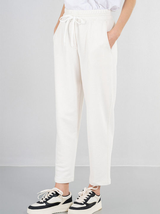 Philosophy Wear Femei Bumbac Pantaloni cu Croială Dreaptă Off White