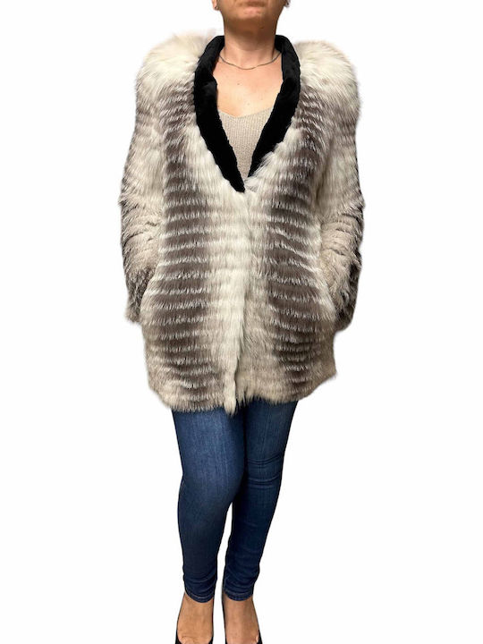 Frauen Pelz White-Grey