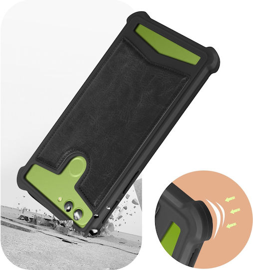 Husă universală din piele ecologică, absorbantă de șocuri, pentru smartphone-uri de 4.3" și 4.7" – Negru