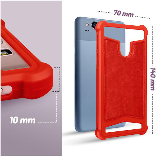 Universal Faux-Leather Shock Absorbing Case for 4.3" and 4.7" Smartphones – Red