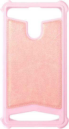 Universal Faux-leather Shock Absorbing Case 5.0" 5.3" Smartphones – Pink
