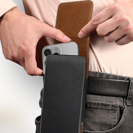 Vertikales schwarzes Gürteletui 6,5 Zoll Smartphone