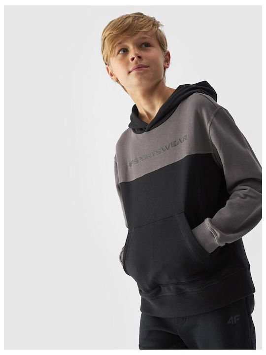Kids Sweatshirt with Hood and Pockets Black