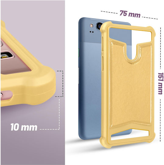 Universal Faux-leather Shock Absorbing Case 4.7" 5.3" Smartphones – Gold