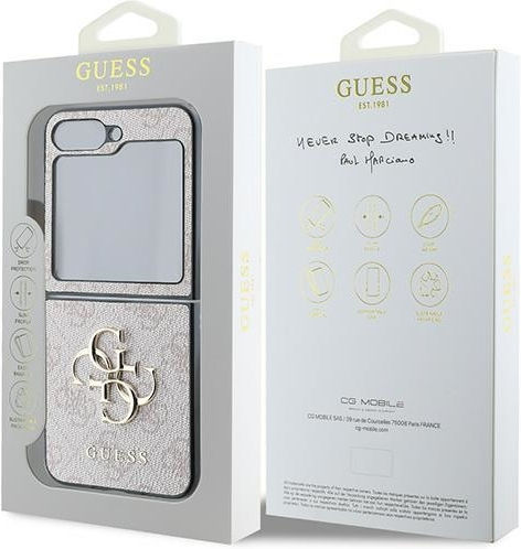 Guess Metal Logo Book Δερματίνης Ροζ (Galaxy Z Flip6 / Z Flip7 FE)