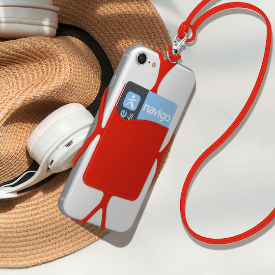 Universal Lanyard Case Smartphones Card-holder Neckpouch Series Red