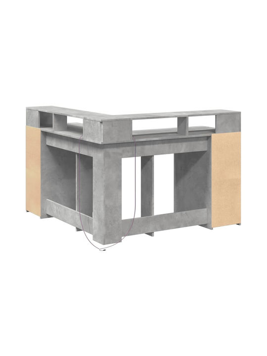 Ecke Schreibtisch Holz Grey Concrete mit LED & USB-Anschlüssen 130x130x91cm