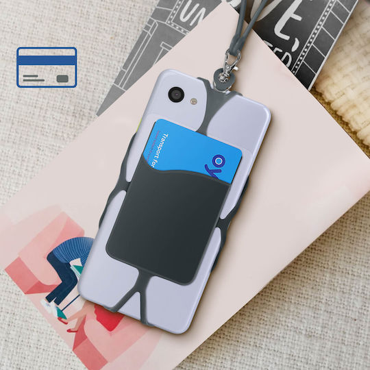 Husă universală cu șnur pentru smartphone-uri, suport pentru carduri, seria Neckpouch, gri