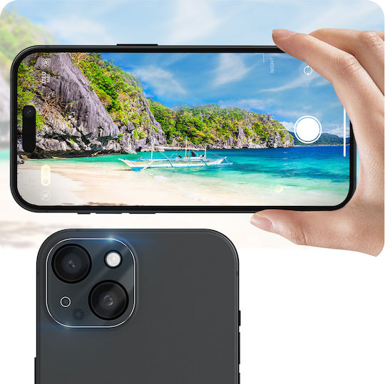 Протектор за камера Force Glass за iPhone 15 9H+ Анти-драскотини Закалено стъкло Прозрачен