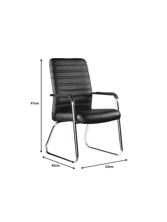 Chair Visitor Sefine with Arms in Black Color 53x45x97cm 1pcs