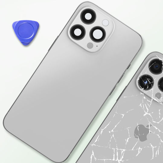 Clappio Rahmen + Akkudeckel iPhone 13 Pro Max Rückseite Silber