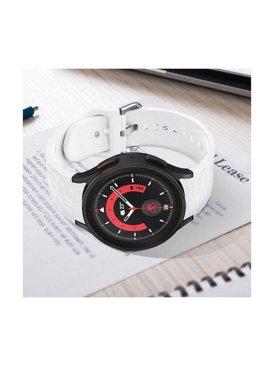 Samsung Galaxy Watch 5 5 Pro 4 Armband Silikon Diamantstruktur Weiß