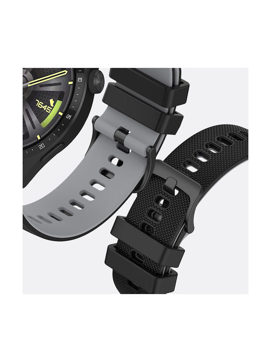 Huawei Watch GT 3 Armband Silikon Zweifarbig Texturiert Grau Schwarz