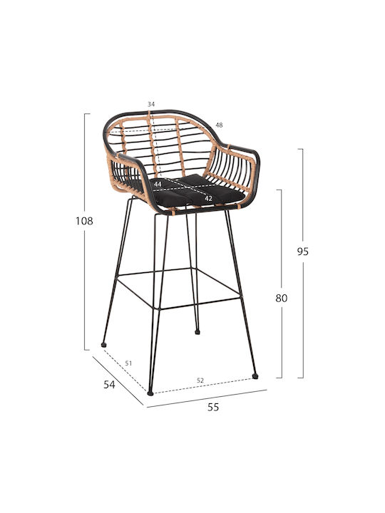 Stool for Bar Outdoor Allegra Black, Beige