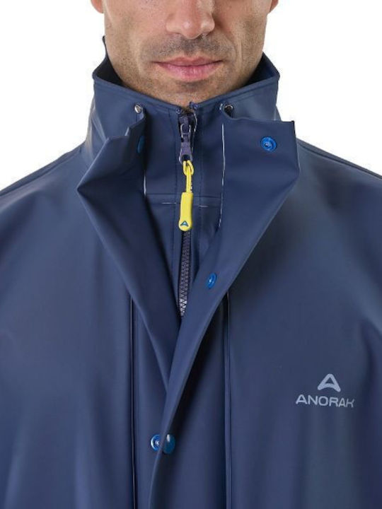 Anorak Street Long Ανδρικό Αδιάβροχο Μπουφάν Μηχανής Μπλε Χρώμα