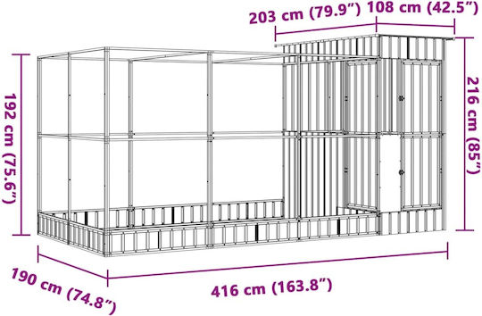 vidaXL 3214258 Клетка за птици от Галванизирана Стомана 416брx203брx216брсм.