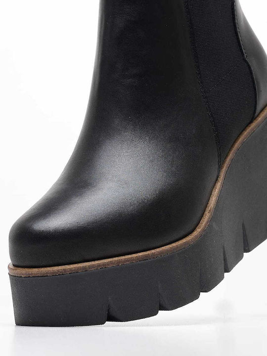 Alpe Leather Women's Ankle Boots Platform Black