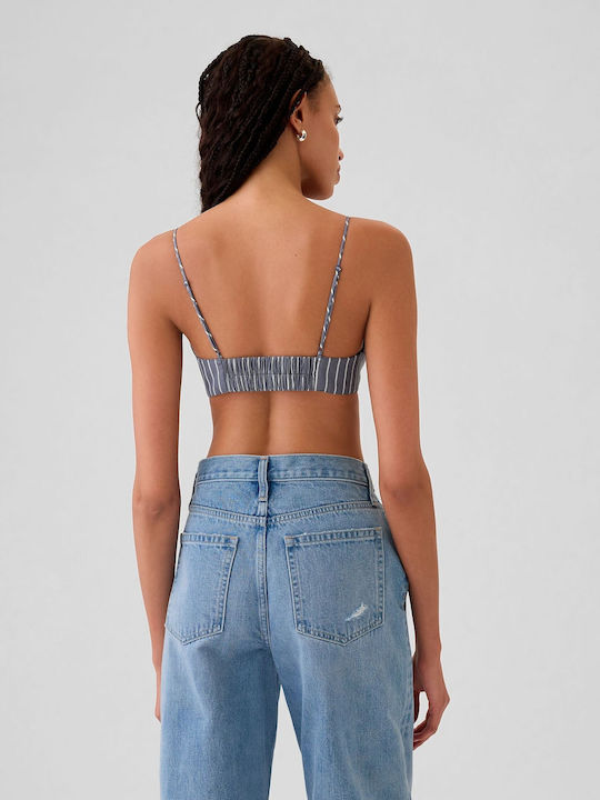 Γυναικείο Crop Top Βαμβακερό Ριγέ Blue And Green