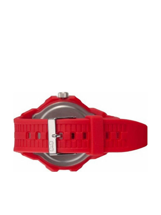 Q&Q Herrenuhr 48mm Batterie mit Rot Kautschukarmband