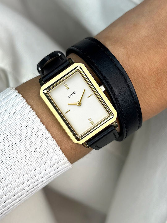 Cluse Fluette Women's Watch with Black Leather Strap