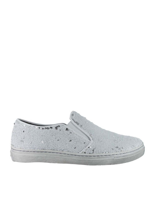 Damen Slip-On Leder Silber