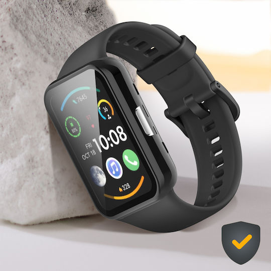 Kompletter Panzerglas Displayschutz Huawei Watch Fit 2 2 Active Schwarz