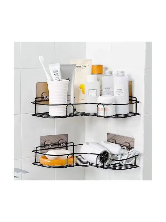 Set 4 rafturi de colț Quasar Co. montate pe perete 26 X 26 X 5.5 cm metal negru