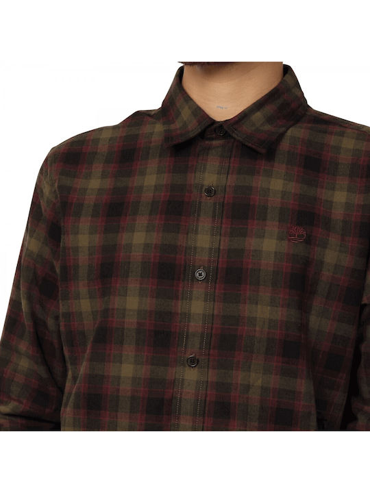 Long-sleeved Flannel Shirt Checked Khaki/Black