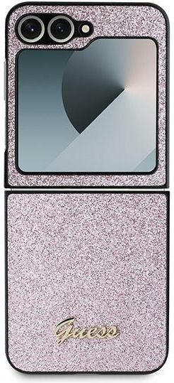 Guess Glitter Script Back Cover Plastic / Silicone Pink (Galaxy Z Flip6)