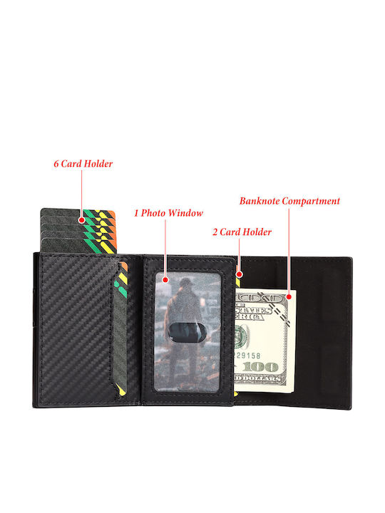 Men's Wallet Cards with RFID and Slide Mechanism Black