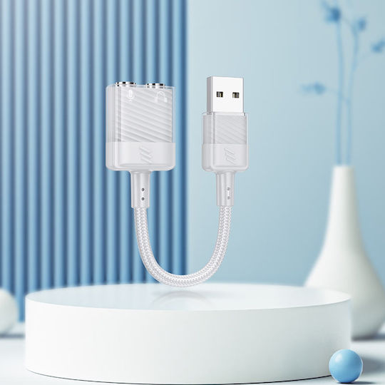 Hoco Aux Usb Converter 3.5mm female to 3.5mm female Gray 1pcs