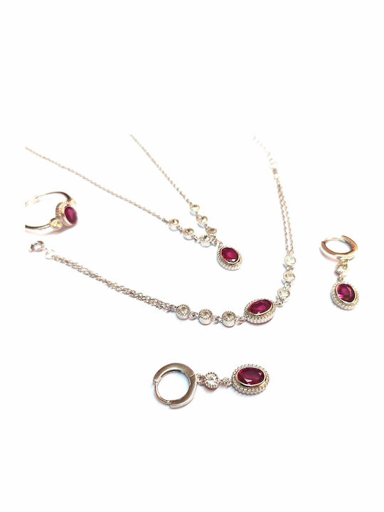 Amalfi Accessories Σετ με Δαχτυλίδι από Ασήμι με Πέτρες
