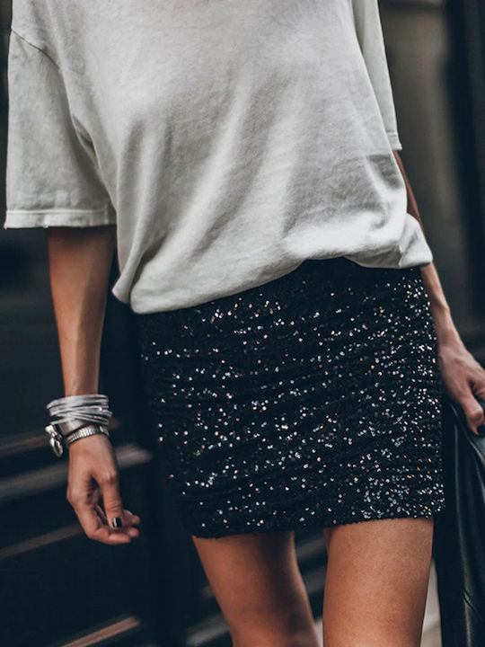 Mini Sequin Skirt Black