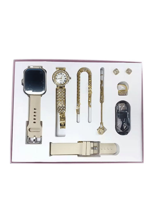 Set de Bijuterii de Lux Ceas Inteligent pentru Bărbați & Ceas de Damă din Aur Quartz