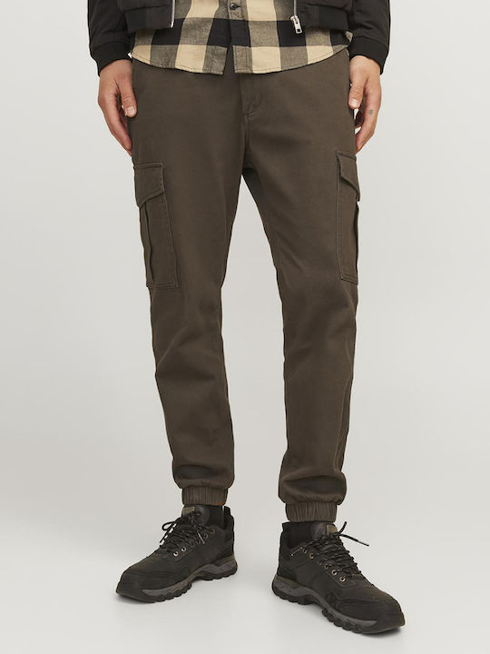 Jack & Jones Men's Trousers Cargo Elastic in Slim Fit Wren Brown