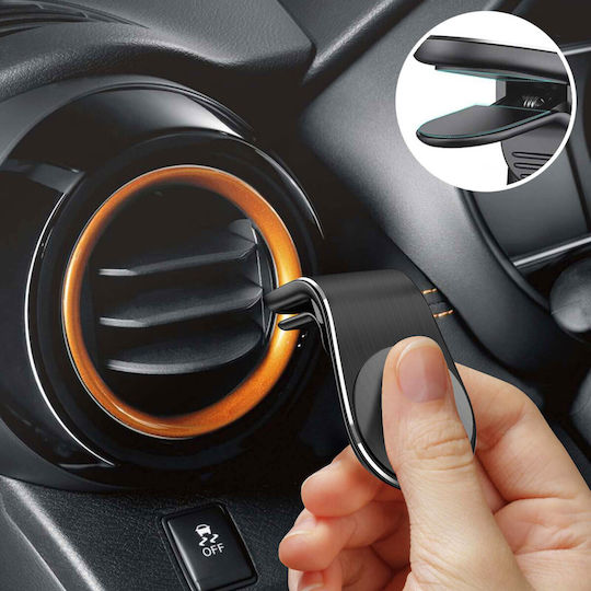 Suport magnetic pentru telefon auto pe grila de ventilație, poziție peisaj și portret, negru