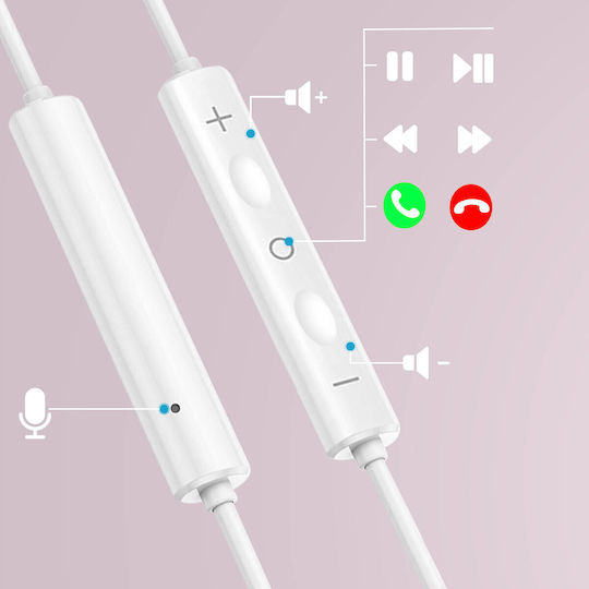 Earphones Hands-free Kit Usb Type C Smartphone Tablet Remote + Micro White
