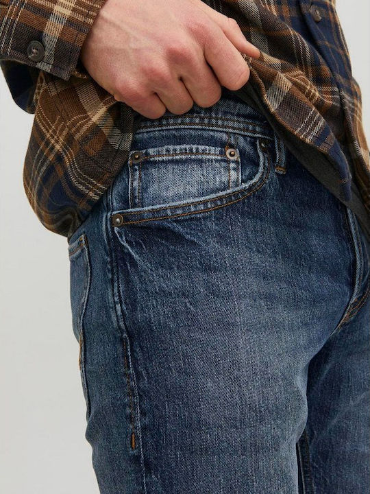 Mike Men's Jeans Pants with Regular Tapered Fit Blue Denim