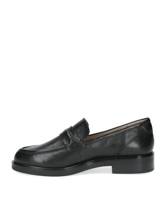 Caprice Leather Women's Loafers in Black Color