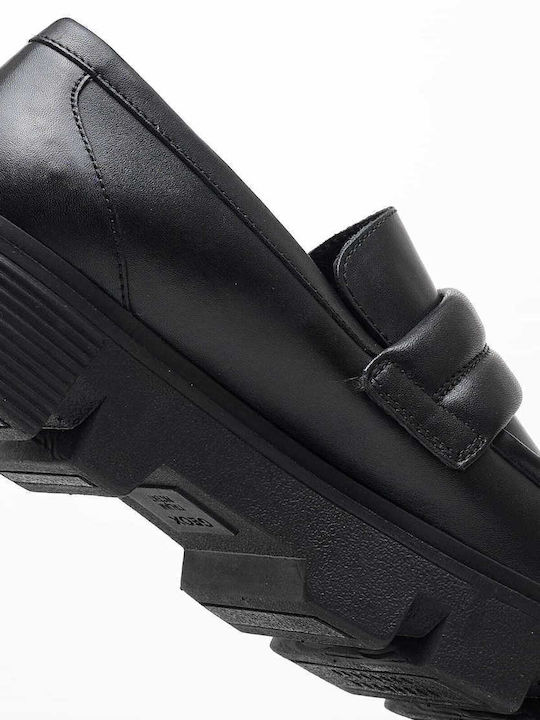 D.vilde Leder Damen Loafers in Schwarz Farbe