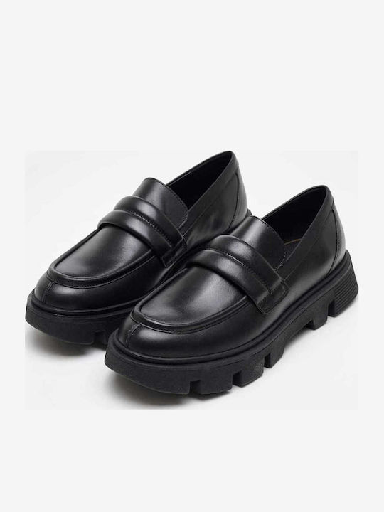 D.vilde Leder Damen Loafers in Schwarz Farbe