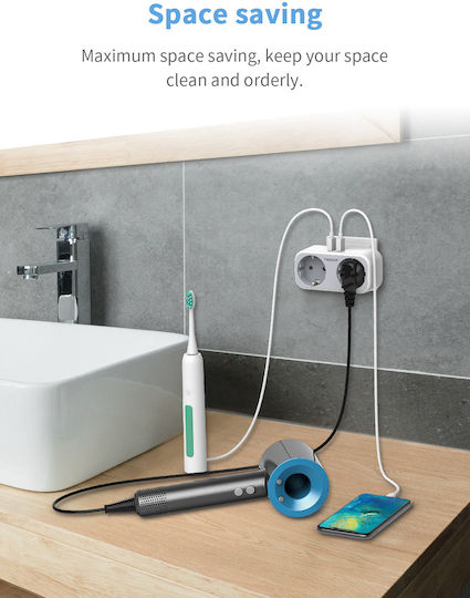Tessan Power Strip 2 Sockets with 1 USB-A and 1 USB-C without Cable