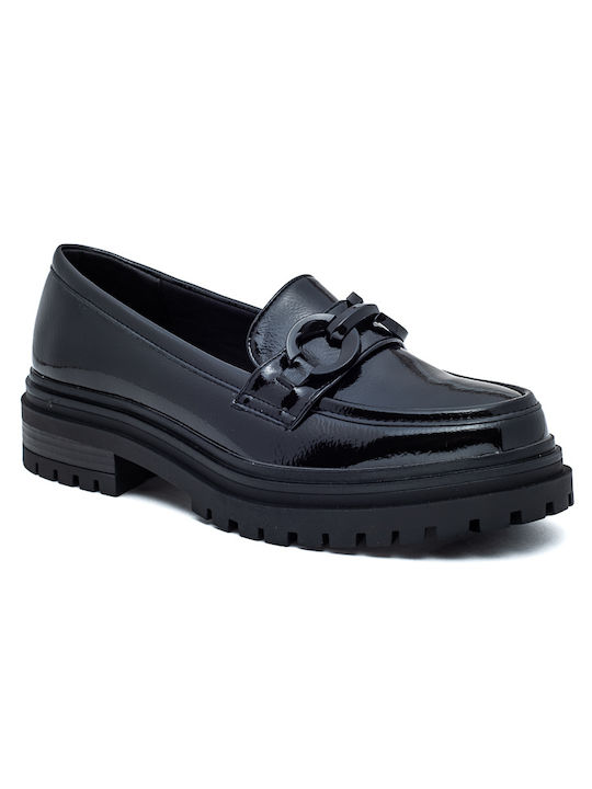 Laura Virgili Patent Leather Women's Moccasins in Black Color