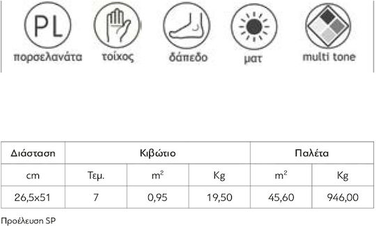 Karag Hex Πλακάκι Δαπέδου / Τοίχου Κουζίνας / Μπάνιου Πορσελανάτο Ματ 51x26.5cm Stonehenge Earth