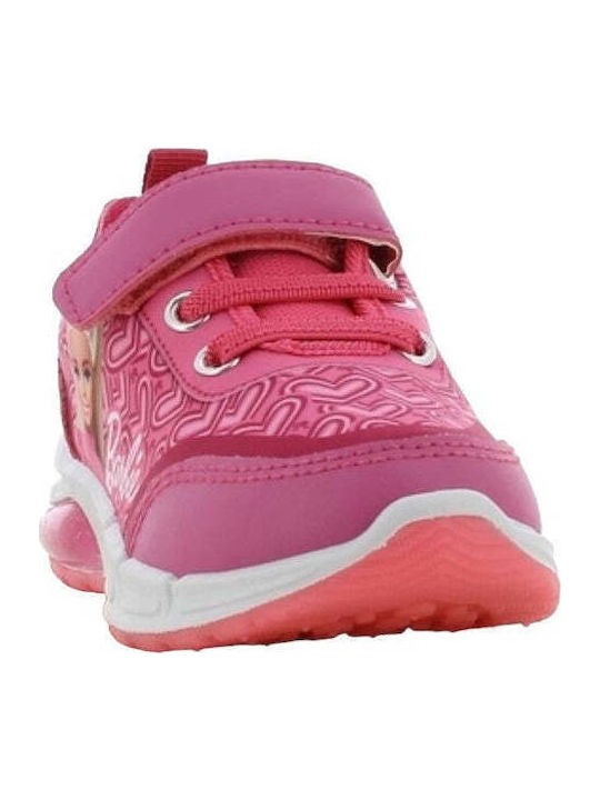 Disney Barbie Παιδικά Sneakers Ανατομικά με Σκρατς & Φωτάκια Φούξια