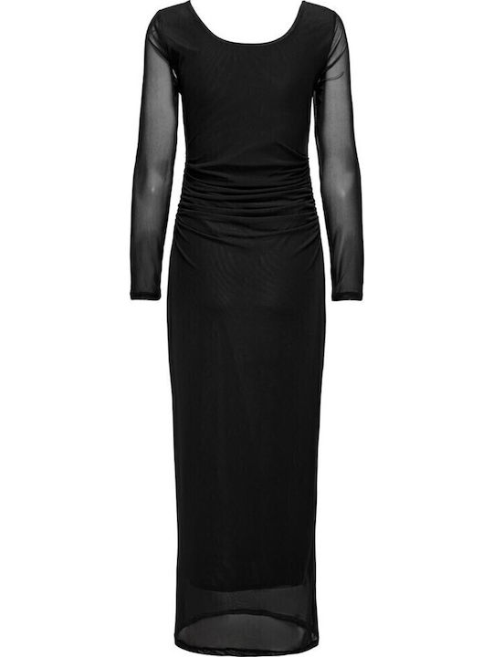 Rochie Maxi De Seară Cu Plasă Neagră